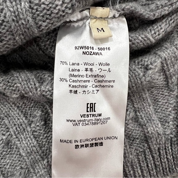 Vestrum Nozawa Italian Merino Wool & Cashmere Gray Knit Sweater Women’s M NWT - Picture 8 of 12